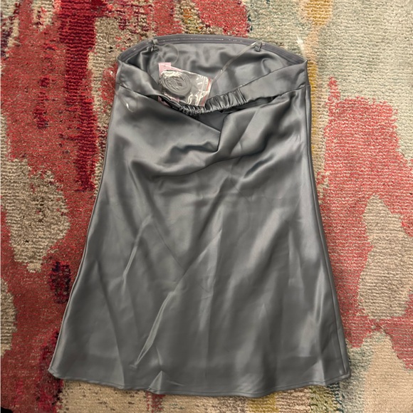 Wild Fable Slate Blue Satin Tube Mini Dress - Picture 5 of 8